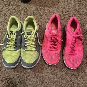 Nike Sneakers - neon-grey and Neon Pink both size 6.5